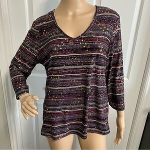 Peter Nygard | Purple sparkly 3/4 sleeves top